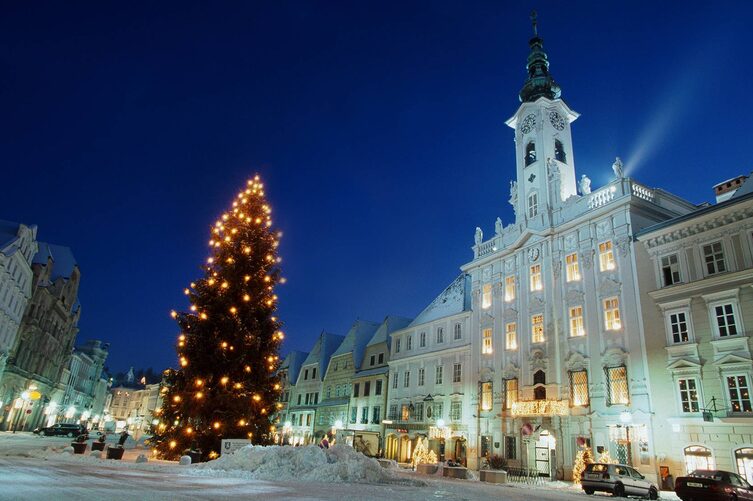Oberösterreich, Steyr, Advent, Winterlicher Stadtplatz