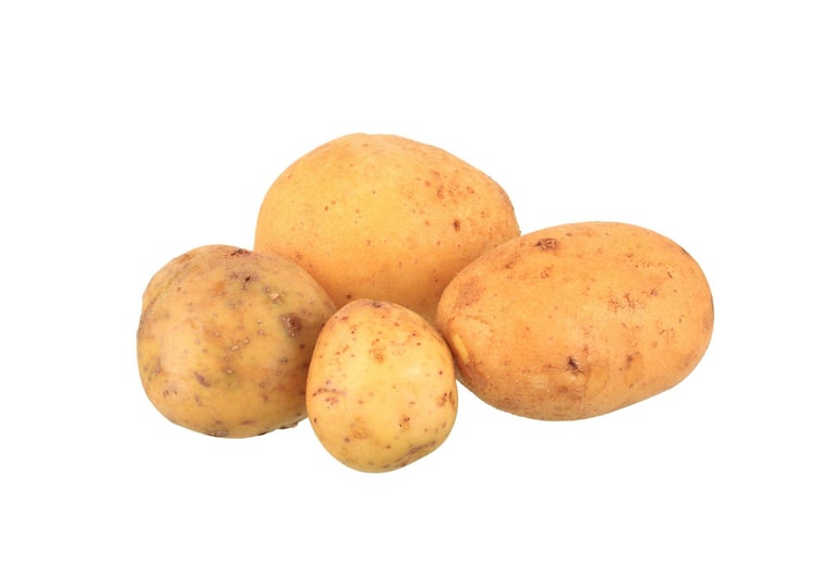Große ovale Erdäpfel, gewaschen mit rauer Schale.