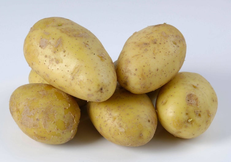 Ditta-Kartoffelsorte, gewaschen mit leicht blättrig abstehender Schale