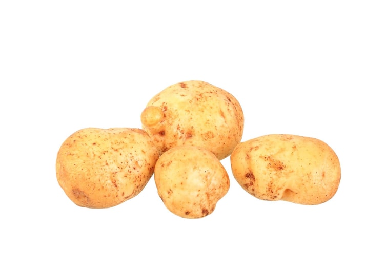 Hellgelbe glatte saubere Kartoffeln