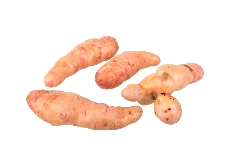 längliche, glatte, rosaschalige, Erdäpfel