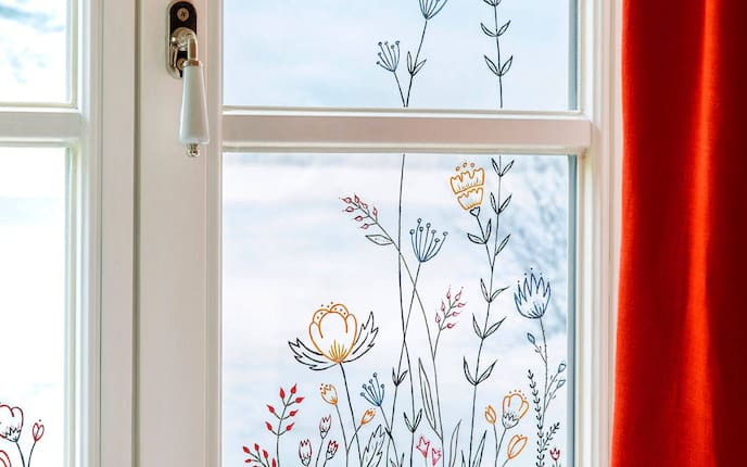 Fenster, Glasmalerei, Blumen, selbermachen