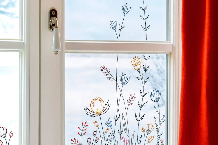 Fenster, Glasmalerei, Blumen, selbermachen