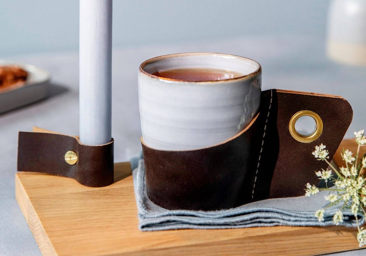 Halter aus Leder für Tasse, selbermachen, Servus