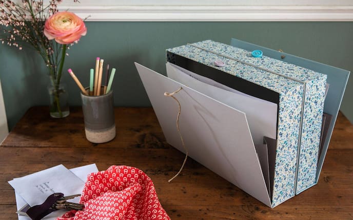 Zettelbox in blau, selbermachen