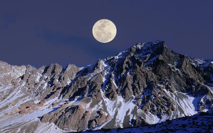 Vollmond, Supermond, Berg, Nachthimmel