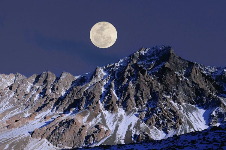 Vollmond, Supermond, Berg, Nachthimmel