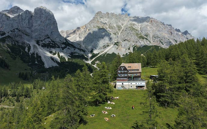 Austriahütte, Dachsteinmassiv, Steirische Hütten,
