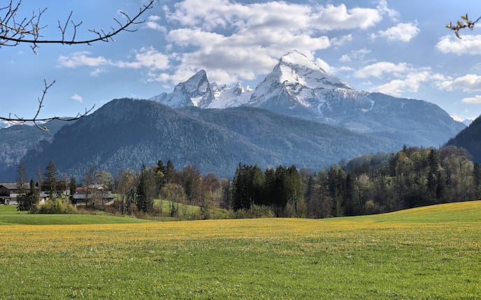 Blick auf den Watzmann im Frühling.