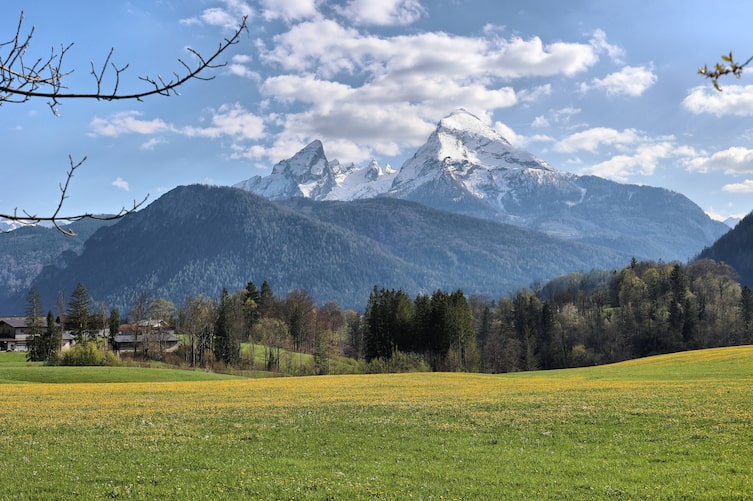 Blick auf den Watzmann im Frühling.