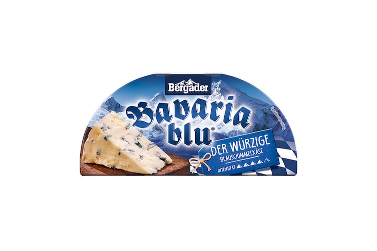Zu sehen ist der Bavaria Blu Blauschimmelkäse von Bergader.