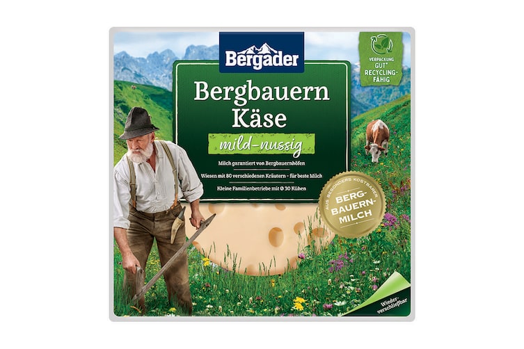 Zu sehen ist der Bergader Bergbauern Käse.