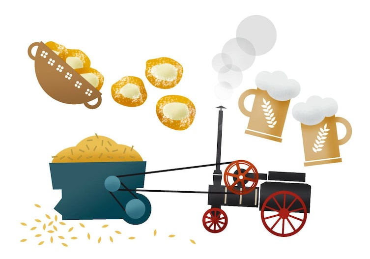 Brauchtum, Erntedankbräuche, Österreich, Maschinenkrapfen und Erntebier