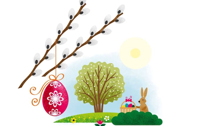 Illustration, Fakten, Ostern, Osterei, Osterhase, Palmbuschen