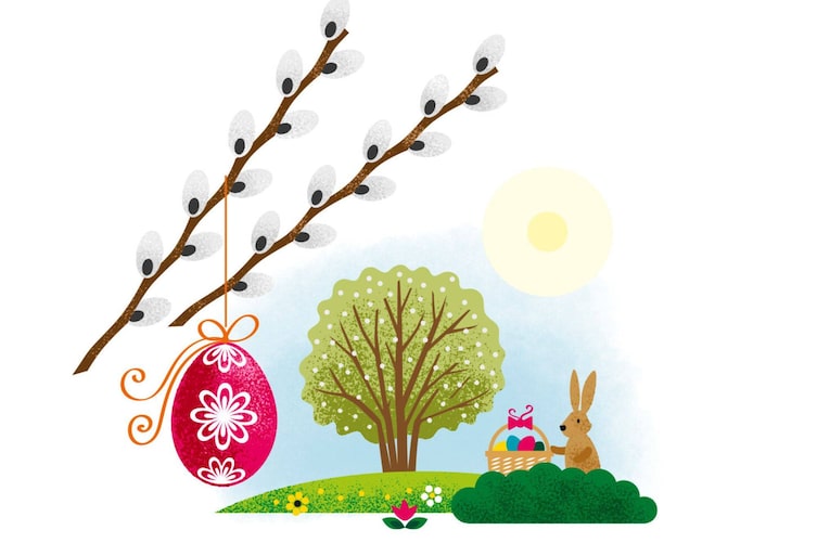 Illustration, Fakten, Ostern, Osterei, Osterhase, Palmbuschen