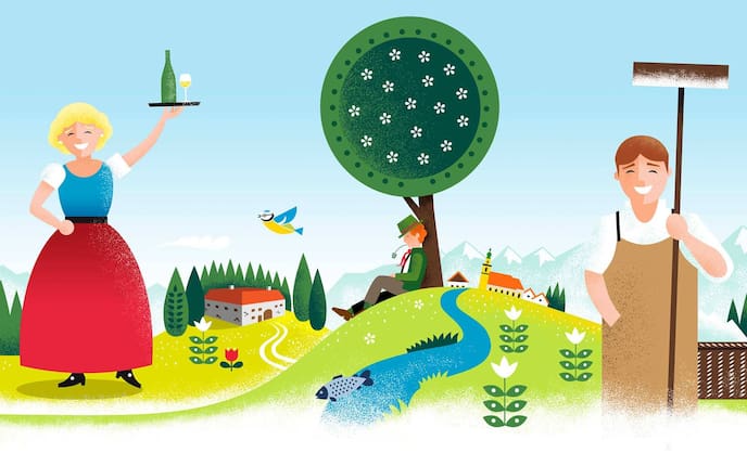 Mundart, Nachnamen, Brauchtum, Familiennamen, Illustration