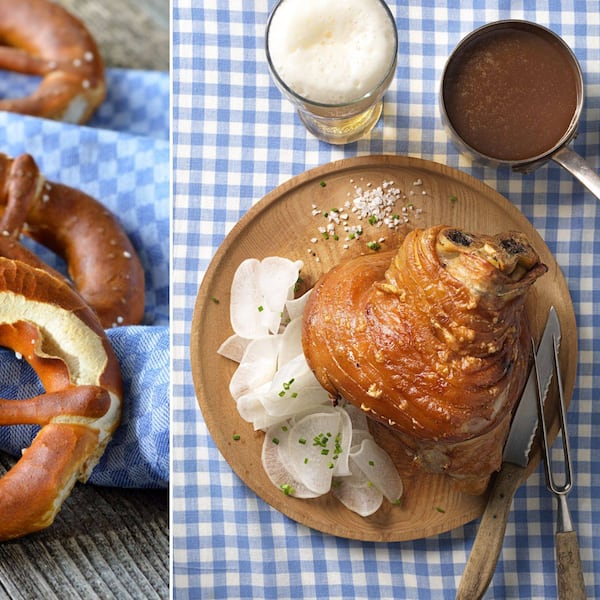 Krachende Schwarte, knusprige Brezel: Zwei Biergarten-Klassiker, die zusammen einfach unschlagbar sind.