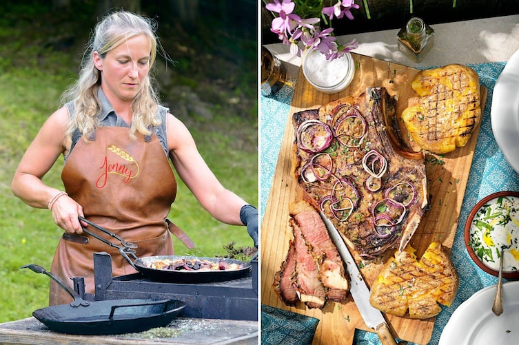 Vizegrillmeisterin Jenny Gruber zaubert gschmackige Bratkartoffeln und ein perfektes Rindersteak am Grill.