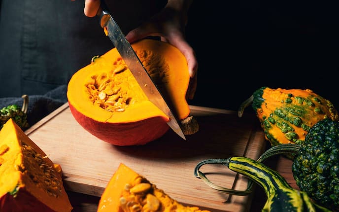 Kürbis schneiden, Kürbis Rezepte, Rezepte mit Kürbis, Hokkaido, Kürbis-Sorten