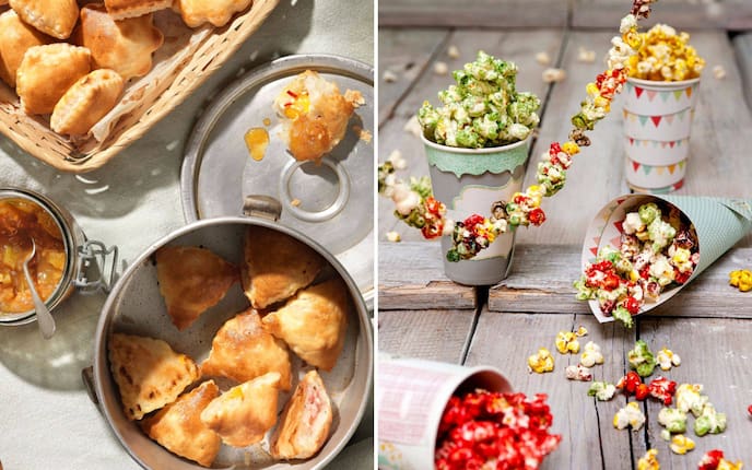 Herzhafte Gemüsetascherl, bunte Popcorn, Rezepte, Buffet, Knabbereien