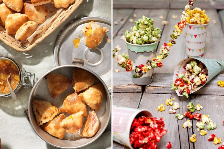 Herzhafte Gemüsetascherl, bunte Popcorn, Rezepte, Buffet, Knabbereien