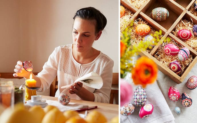 Ostereier mit Wachsbatik bemalen, Wachs schmelzen