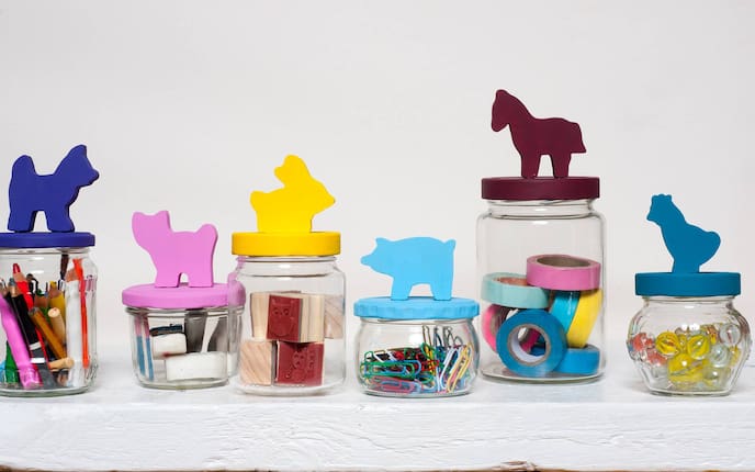 Kinder, Ordnung, Katze, Marmeladeglas, Basteln