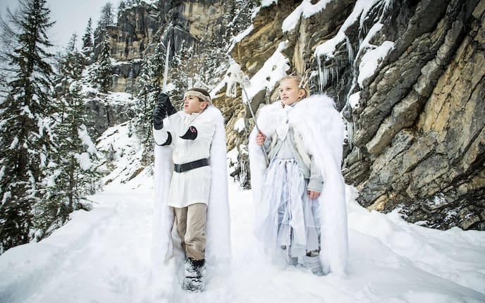 Kinder, Schneekönigin, Schneekönig, Schnee-Merlin, Kostüm