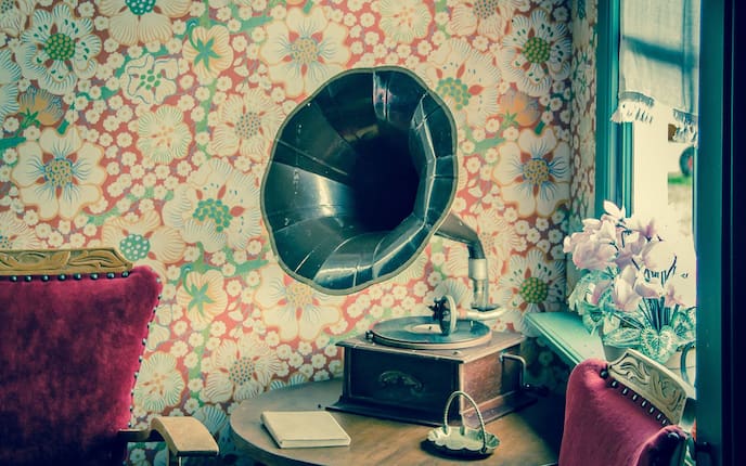 Kinder, Uropa, Musik, Grammophon