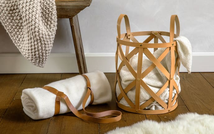 Leder, Korb, Basteln, Servus