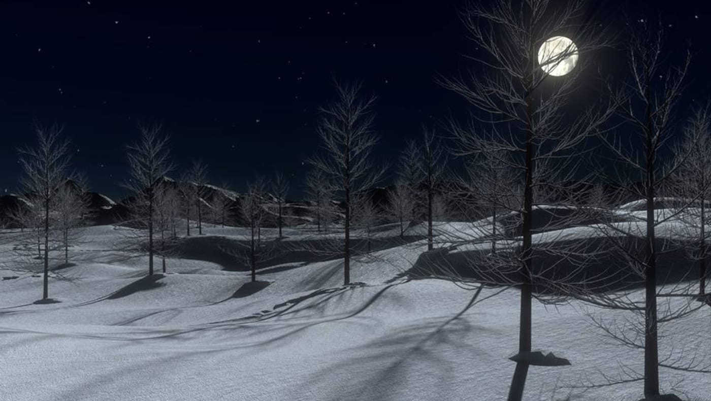 Mondkalender, Servus, Winter, Vollmond, Schnee, Nacht