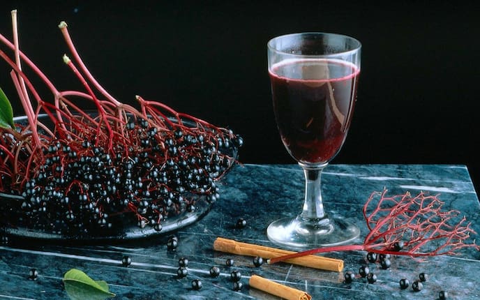 Holunderbeerensaft im Glas, Naturapotheke, Servus