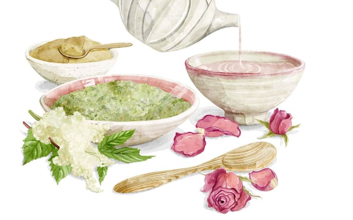 Reinigungsmaske mit Rosenblättern