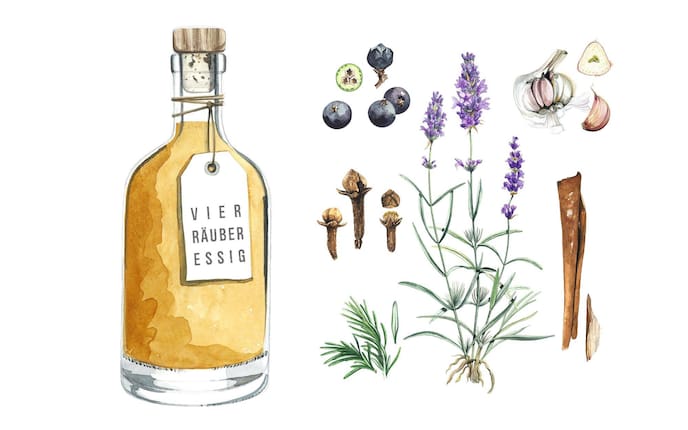 Rezept,  Naturheilmittel,  Farbe,  Pestessig, Vierräuberessig