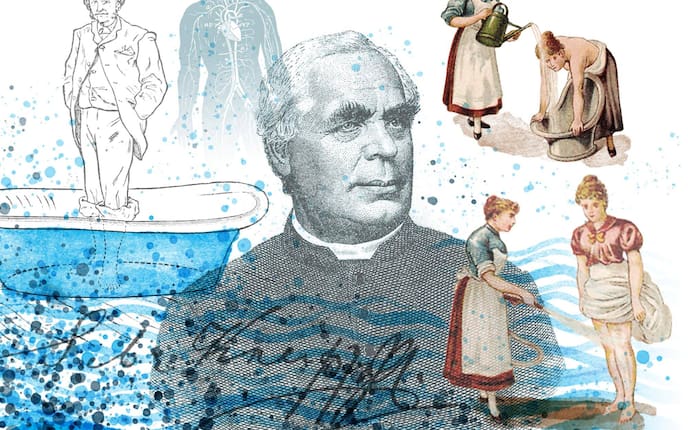 Sebastian Kneipp, Illustration Kneippen zuhause, Kneippen daheim