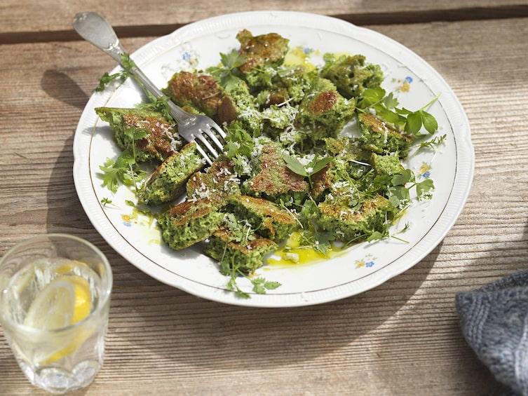 Kräuter, Schmarren, Rahm, Rezept