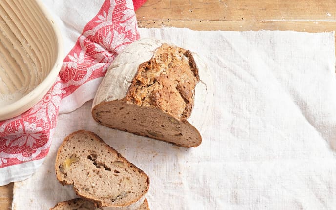 Nussbrot, Brot, Simperl, Brotbacktuch, Küchentuch