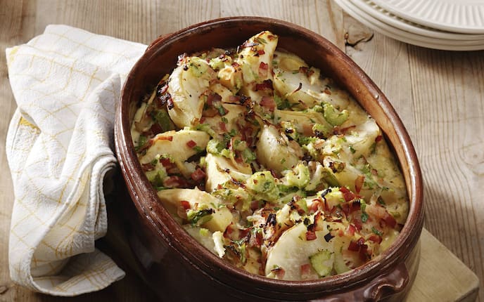 Tominambur-Auflauf, Topinambur-Rezept, Topinambur selber kochen, vegetarisches Rezept, Servus-Rezept