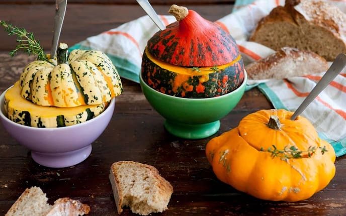 Kürbissuppe, Suppe im Kürbis, Rezept für Kinder