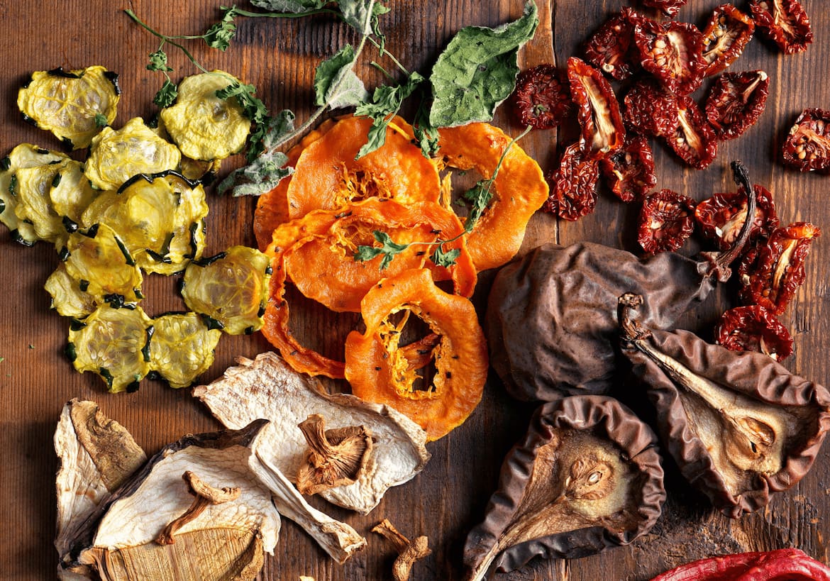 Getrocknetes und gedörrtes Gemüse und Obst