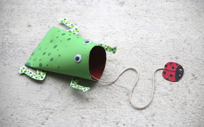 Basteln, Kinder, Spiel, Geschicklichkeit, Frosch, Marienkäfer, Klopapierrolle