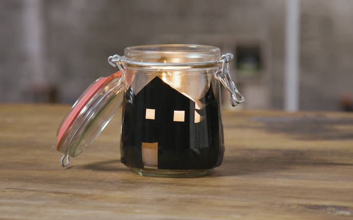 Schattenspiel, Laterne, Windlicht, Kerze, Teelicht, Servus