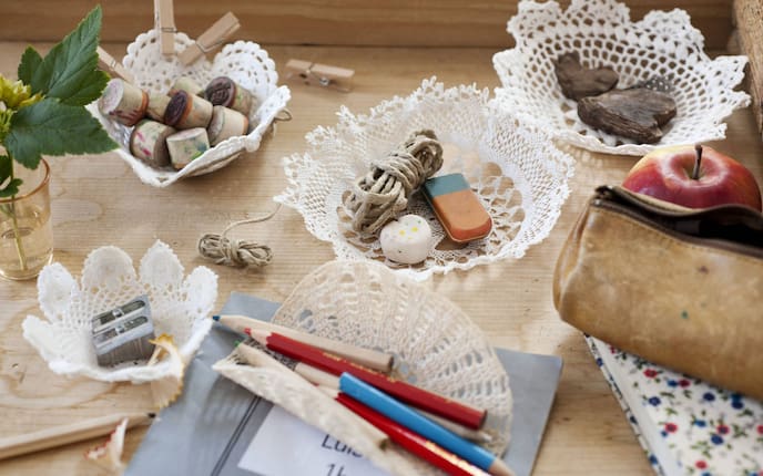 Fertige Spitzendeckchen