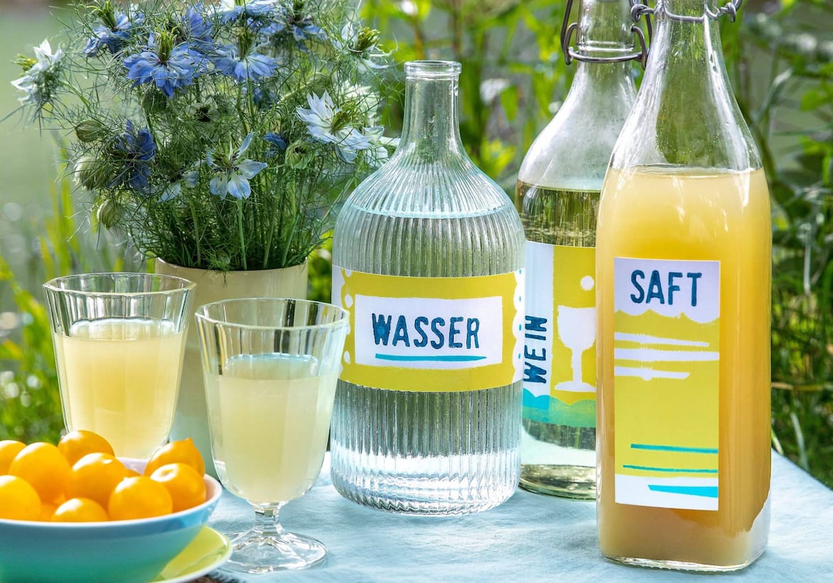 Selbst gestaltete Etiketten mit bedrucktem Muster für Glasflaschen