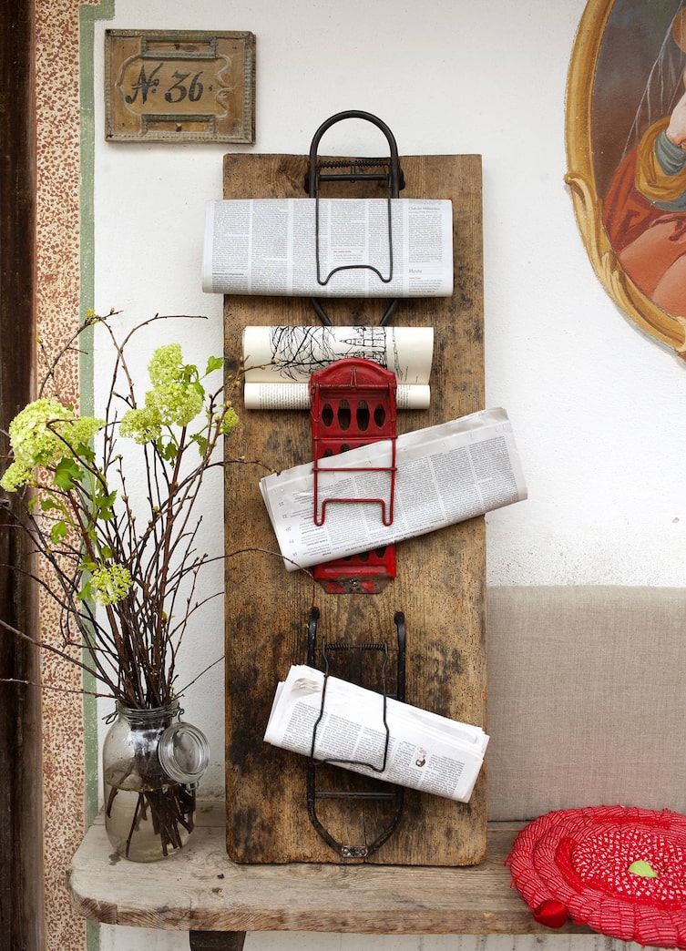 Selbermachen, Basteln, Fundstück, Gepäckträger, Zeitungshalter