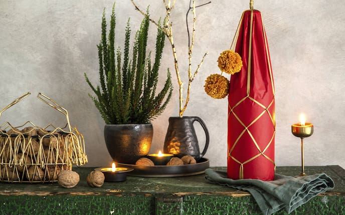 Flasche verpacken, Weihnachten
