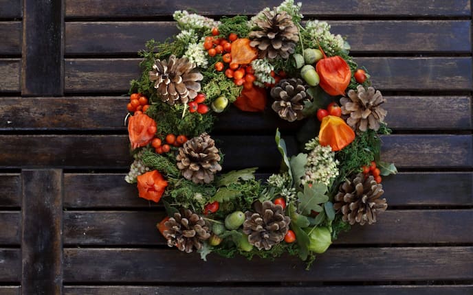 Herbstkranz, Herbst, Türschmuck, Servus