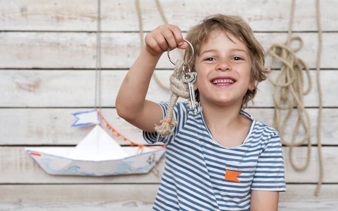 Schlüsselbund, Schlüsselanhänger, Junge, Basteln, Boot, Servus