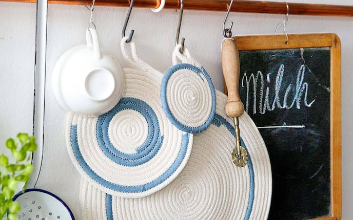 Untersetzter, Baumwollseil, selber nähen, Deko, DIY, dekorieren