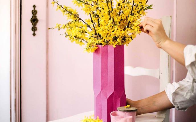 Basteln, DIY, Vase, Papier, falten